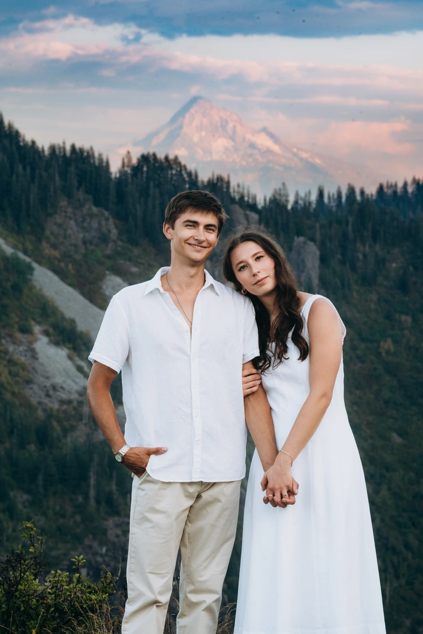 Mathew Ruestig with a companion in a mountain landscape